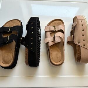 Platform footbed sandals